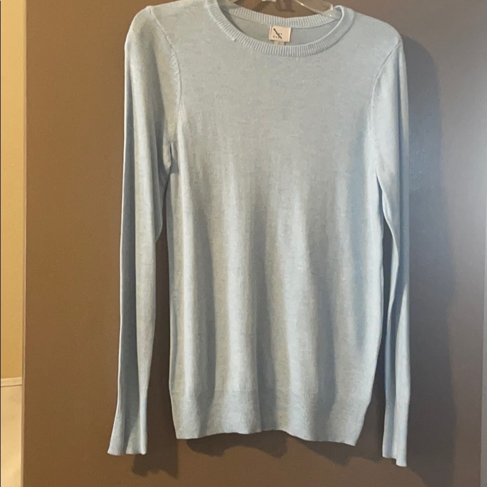 A new day heather blue sweater